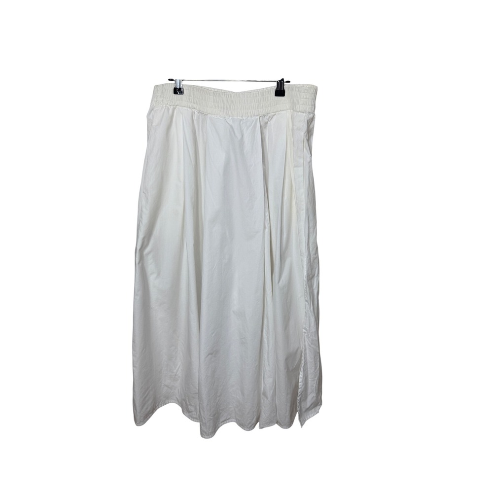 Emanuel Ungaro White Cotton Poplin Pleated Maxi Skirt Side Slit Size 6/40